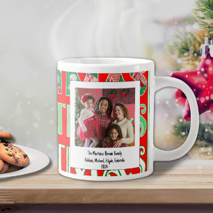 Benutzerdefiniertes Festliches Rot Grün Weihnachts Jumbo-Tasse