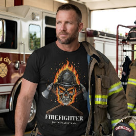 Benutzerdefiniertes Feuerwehrmann-Flammenschädel-I T-Shirt