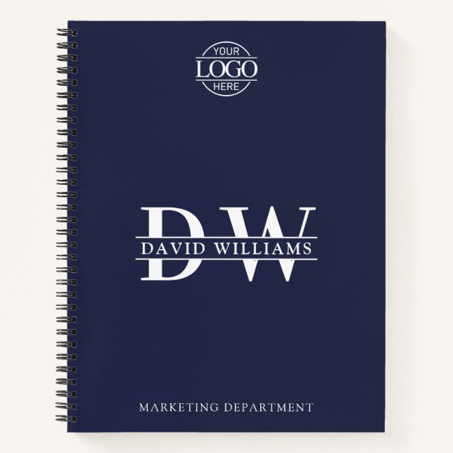 Benutzerdefiniertes Firmenlogo & Branding-Monogram Notizbuch (Vorderseite)