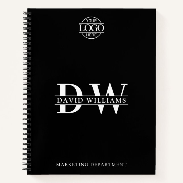 Benutzerdefiniertes Firmenlogo & Branding-Monogram Notizbuch (Vorderseite)