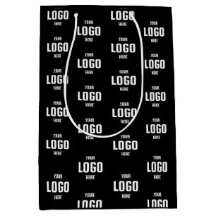 Benutzerdefiniertes Firmenlogo gebrandet – Schwarz Mittlere Geschenktüte