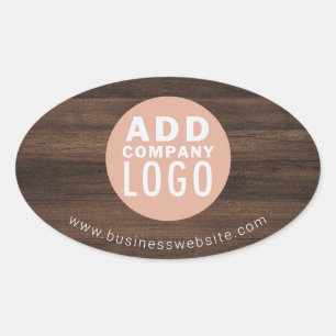 Benutzerdefiniertes Firmenlogo Holz-Look elegant Ovaler Aufkleber