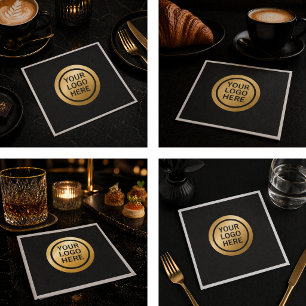 Benutzerdefiniertes Firmenlogo Luxus Schwarz- und Serviette