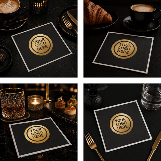 Benutzerdefiniertes Firmenlogo Luxus Schwarz- und  Serviette (Custom Business Logo Luxury Black and Gold Paper Napkins)