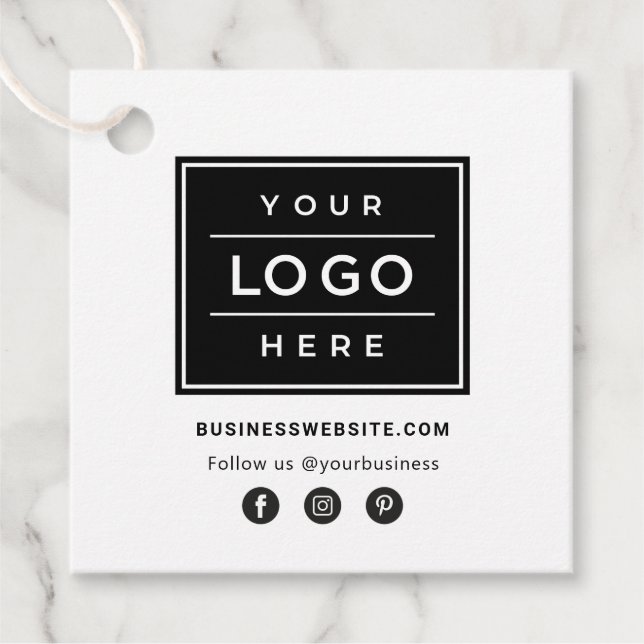 Benutzerdefiniertes Firmenlogo mit Social Media-Ic Geschenkanhänger (Vorderseite)