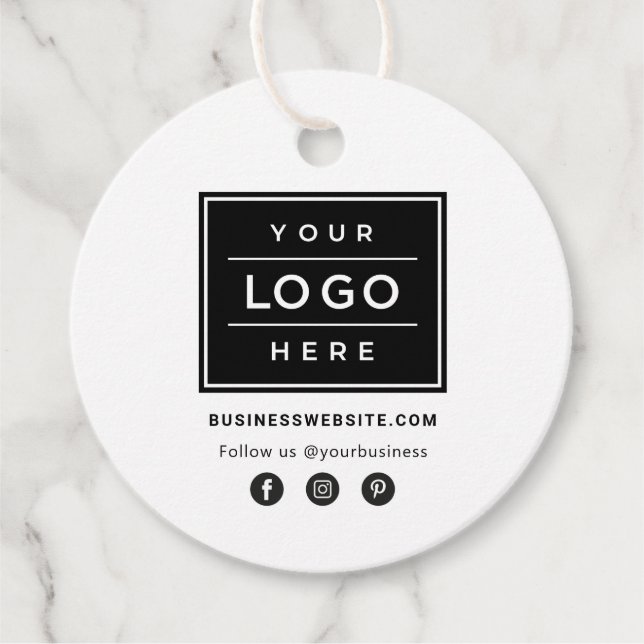 Benutzerdefiniertes Firmenlogo mit Social Media-Ic Geschenkanhänger (Vorderseite)