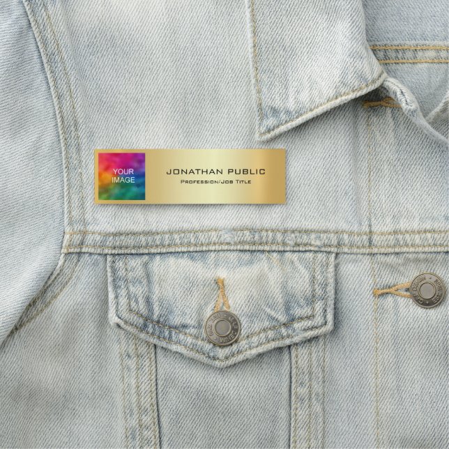 Benutzerdefiniertes Firmenlogo oder Foto stilvoll  Namensschild (Beispiel)