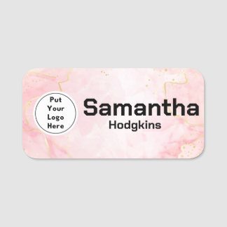 Benutzerdefiniertes Firmenlogo Pink Gold Marmor Ma Namensschild