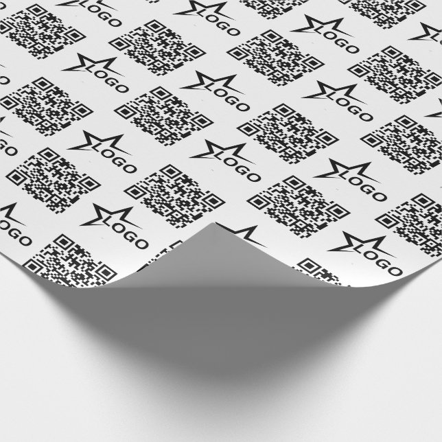 Benutzerdefiniertes Firmenlogo & QR-Code  Geschenkpapier (Ecke)