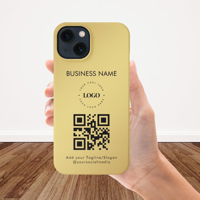 Benutzerdefiniertes Firmenlogo QR-Code Text Gold-F iPhone Hülle (Von Creator hochgeladen)