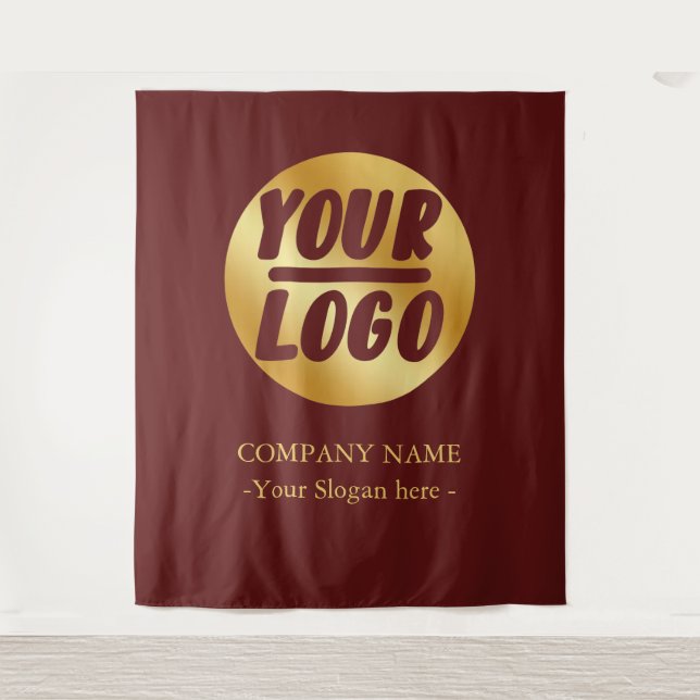 Benutzerdefiniertes Firmenlogo Red Gold Hintergrun Wandteppich (Vorderseite)
