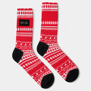 Benutzerdefiniertes Firmenlogo Red Nordic Christma Socken
