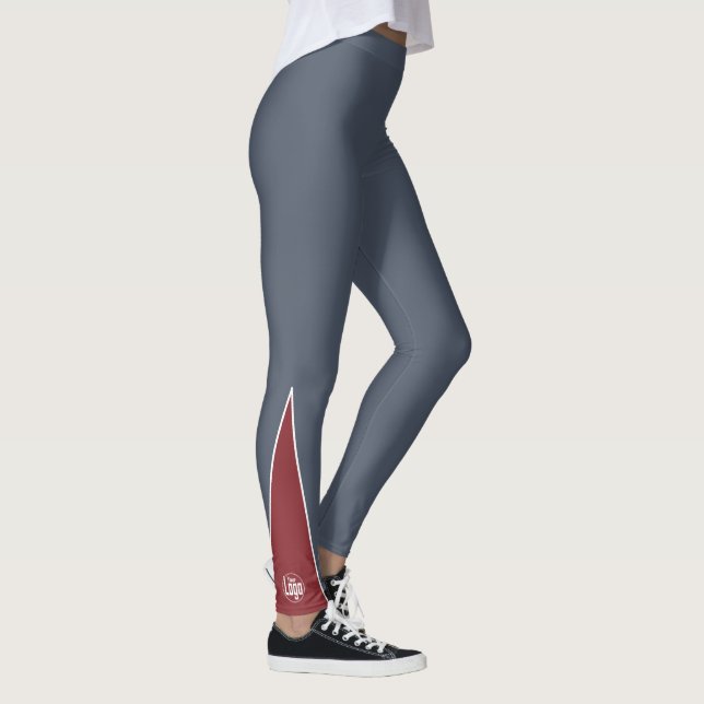 Benutzerdefiniertes Firmenlogo Roter Akzent Grau Leggings (Rechts)