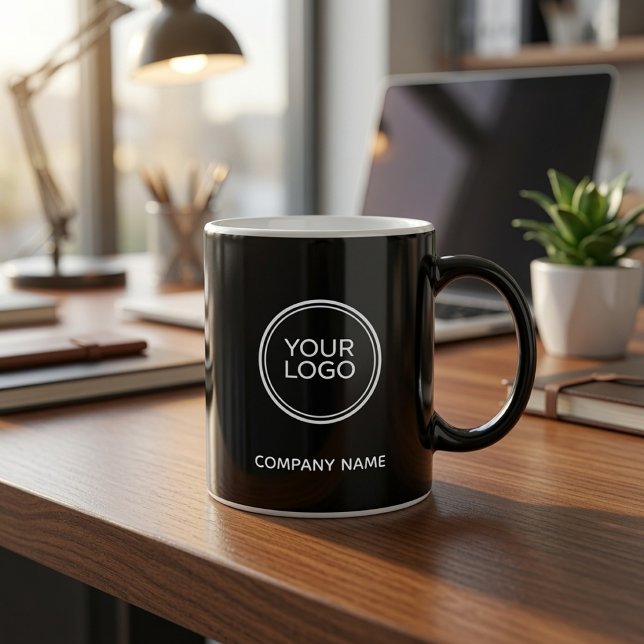 Benutzerdefiniertes Firmenlogo Schwarz Minimalisti Kaffeetasse (Von Creator hochgeladen)