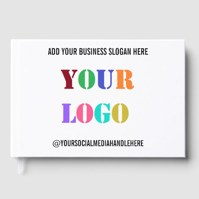 Benutzerdefiniertes Firmenlogo Social Media Text G Gästebuch (Vorderseite)