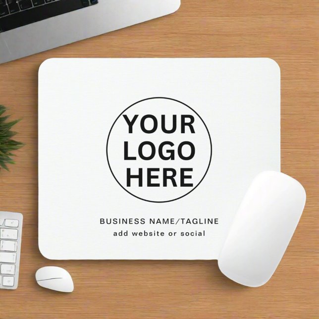 Benutzerdefiniertes Firmenlogo & Text l Schwarzwei Mousepad (Von Creator hochgeladen)