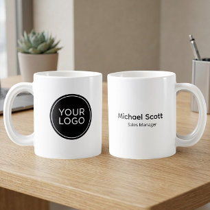 Benutzerdefiniertes Firmenlogo und Mitarbeitername Kaffeetasse