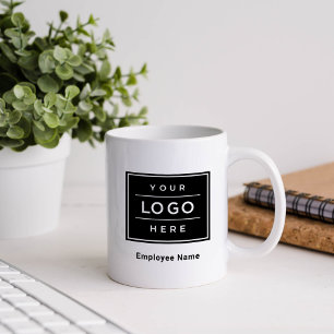 Benutzerdefiniertes Firmenlogo und Mitarbeitername Kaffeetasse