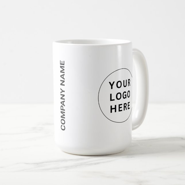 Benutzerdefiniertes Firmenlogo und Name auf einer  Kaffeetasse (VorderseiteRechts)