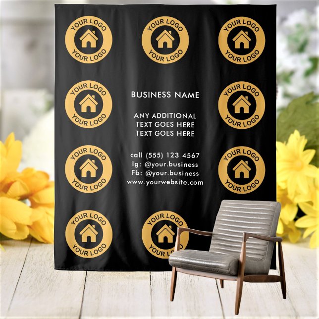 Benutzerdefiniertes Firmenlogo und Text-Hintergrun Wandteppich (Von Creator hochgeladen)