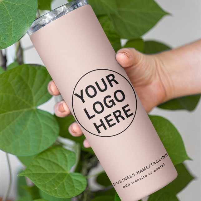 Benutzerdefiniertes Firmenlogo und Text mit rosa F Thermosbecher (Von Creator hochgeladen)