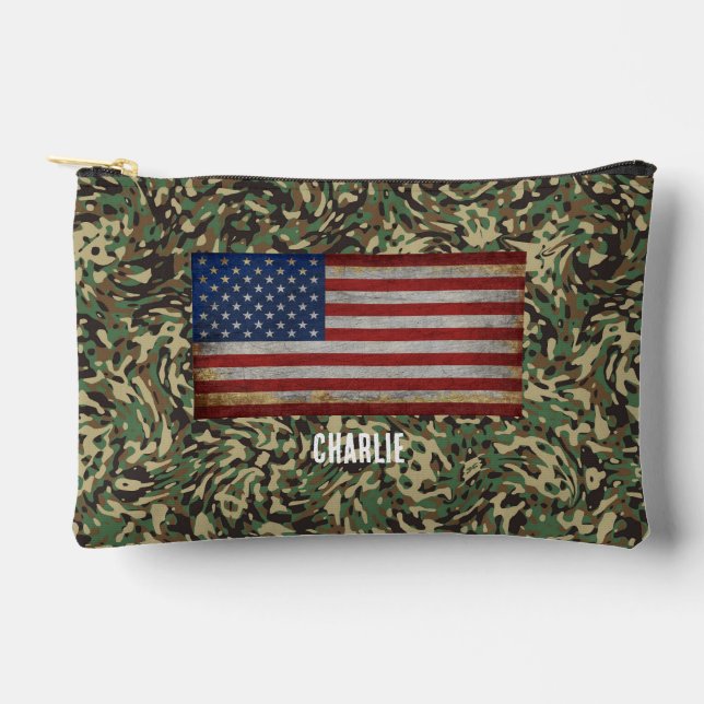 Benutzerdefiniertes Flag Camouflage Grüner Persona Zubehörtasche (Vorderseite)