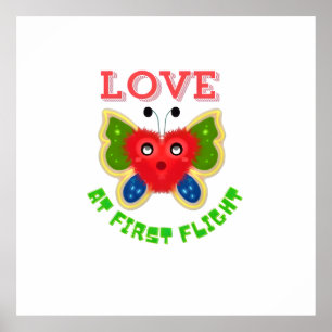 Benutzerdefiniertes Flauschiges Herz Schmetterling Poster