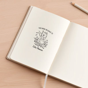 Benutzerdefiniertes florales Baby-Drache-Exlibris Gummistempel