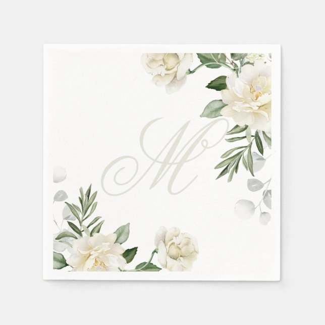 Benutzerdefiniertes florales Monogramm  Serviette (Vorderseite)