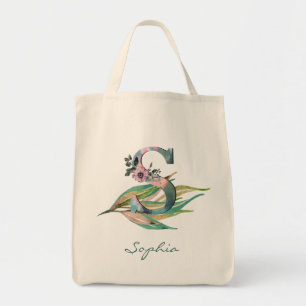 Benutzerdefiniertes florales S-Buchstabe Wasserfar Tragetasche