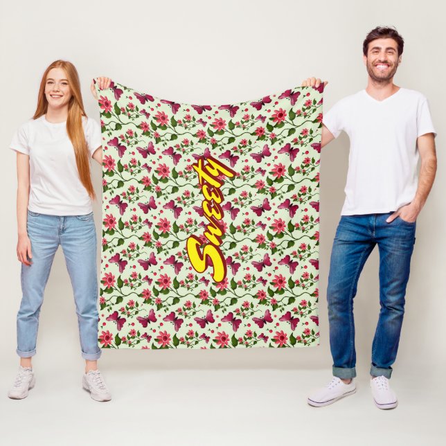 Benutzerdefiniertes florales Schmetterling-Kirsche Fleecedecke (Beispiel)