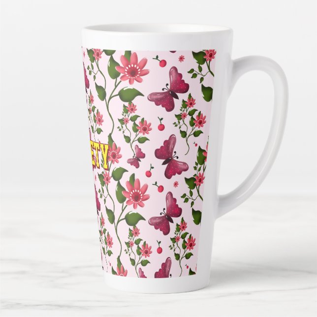 Benutzerdefiniertes florales Schmetterlingsmuster  Milchtasse (Rechts)