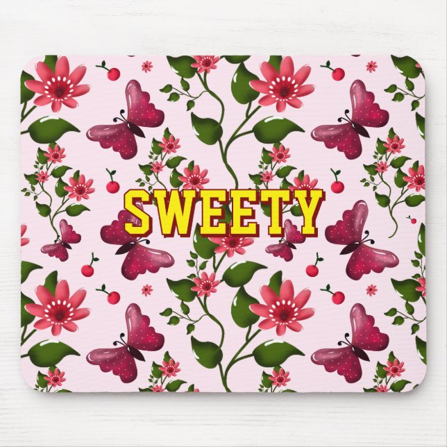 Benutzerdefiniertes florales Schmetterlingsmuster  Mousepad (Vorne)