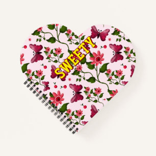 Benutzerdefiniertes florales Schmetterlingsmuster  Notizbuch