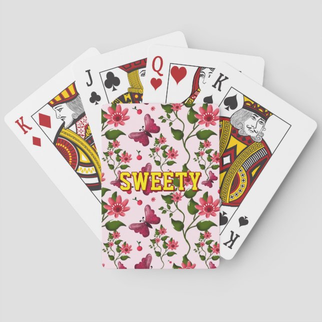 Benutzerdefiniertes florales Schmetterlingsmuster  Spielkarten (Rückseite)