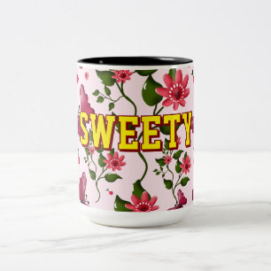 Benutzerdefiniertes florales Schmetterlingsmuster Zweifarbige Tasse