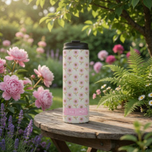 Benutzerdefiniertes Folk Cross Stitch Blumenmuster Thermosbecher
