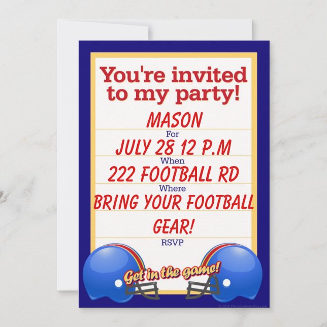 Benutzerdefiniertes Football-Party laden Einladung (Vorderseite)