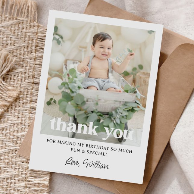 Benutzerdefiniertes Foto 1. Geburtstag Party Dankeskarte (Von Creator hochgeladen)