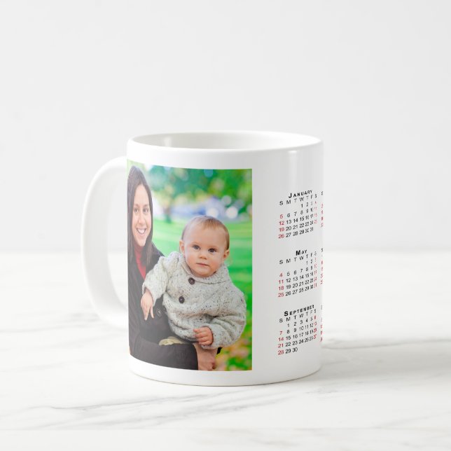 Benutzerdefiniertes Foto 2025 Kalender - Rote Woch Kaffeetasse (Vorderseite Links)