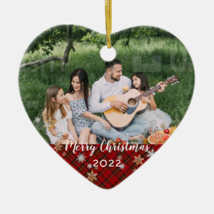 Benutzerdefiniertes Foto 2-seitige Karierte Grenze Keramik Ornament