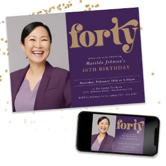 Benutzerdefiniertes Foto 40. Geburtstag Party Einladung