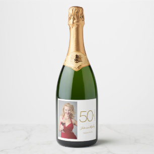 Benutzerdefiniertes Foto 50. Geburtstag Gold Weiß 