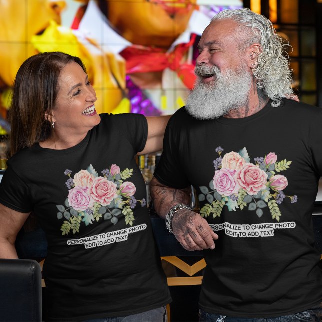 Benutzerdefiniertes Foto-Artwork-Zitat Dark Unisex T-Shirt (Custom Personalize Photo Artwork Quote Dark Unisex T-Shirt)