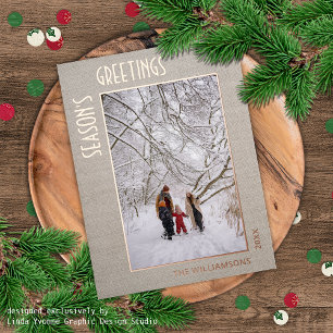 Benutzerdefiniertes Foto auf Imitate Jute Burlap P Folien Feiertagspostkarte