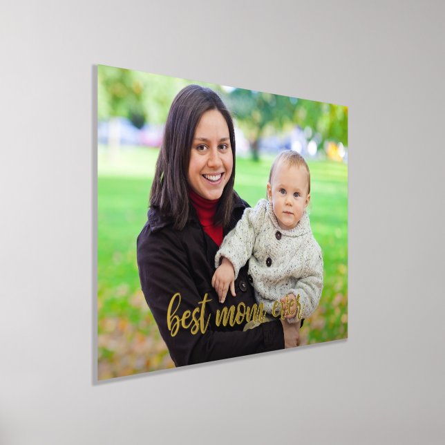 Benutzerdefiniertes Foto Beste Mama je Gold-Script Foliendrucke (Ablage )