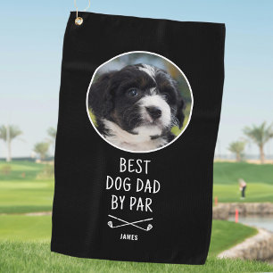 Benutzerdefiniertes Foto Bester Hund Papa von Par Golfhandtuch
