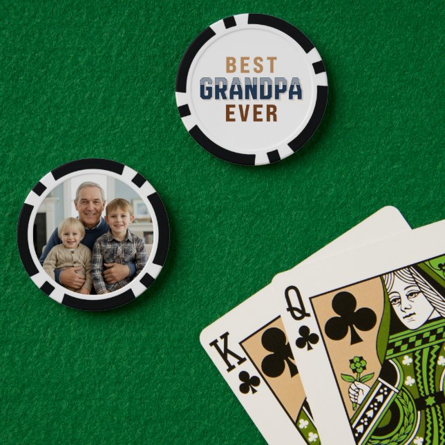 Benutzerdefiniertes Foto 'Bester Opa ever'  Pokerchips (Pokertisch (doppelt))