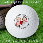 Benutzerdefiniertes Foto Bester Vater durch einen  Golfball<br><div class="desc">Unsere modernen und stilvollen Golfbälle, die Sie nach Ihren Wünschen gestalten können! Diese Golfbälle sind perfekte Golfer-Geschenke, ob für deinen Vater, Opa, Mama oder sogar für deinen wütenden Freund, mit der Möglichkeit, ein Bild von deinem Haustier oder Hund hinzuzufügen. Unsere eigenen Golfbälle werden mit einer einfachen Vorlage erstellt, mit der...</div>