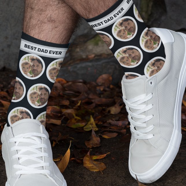 Benutzerdefiniertes Foto Bester Vater je Schwarzer Socken (Von Creator hochgeladen)
